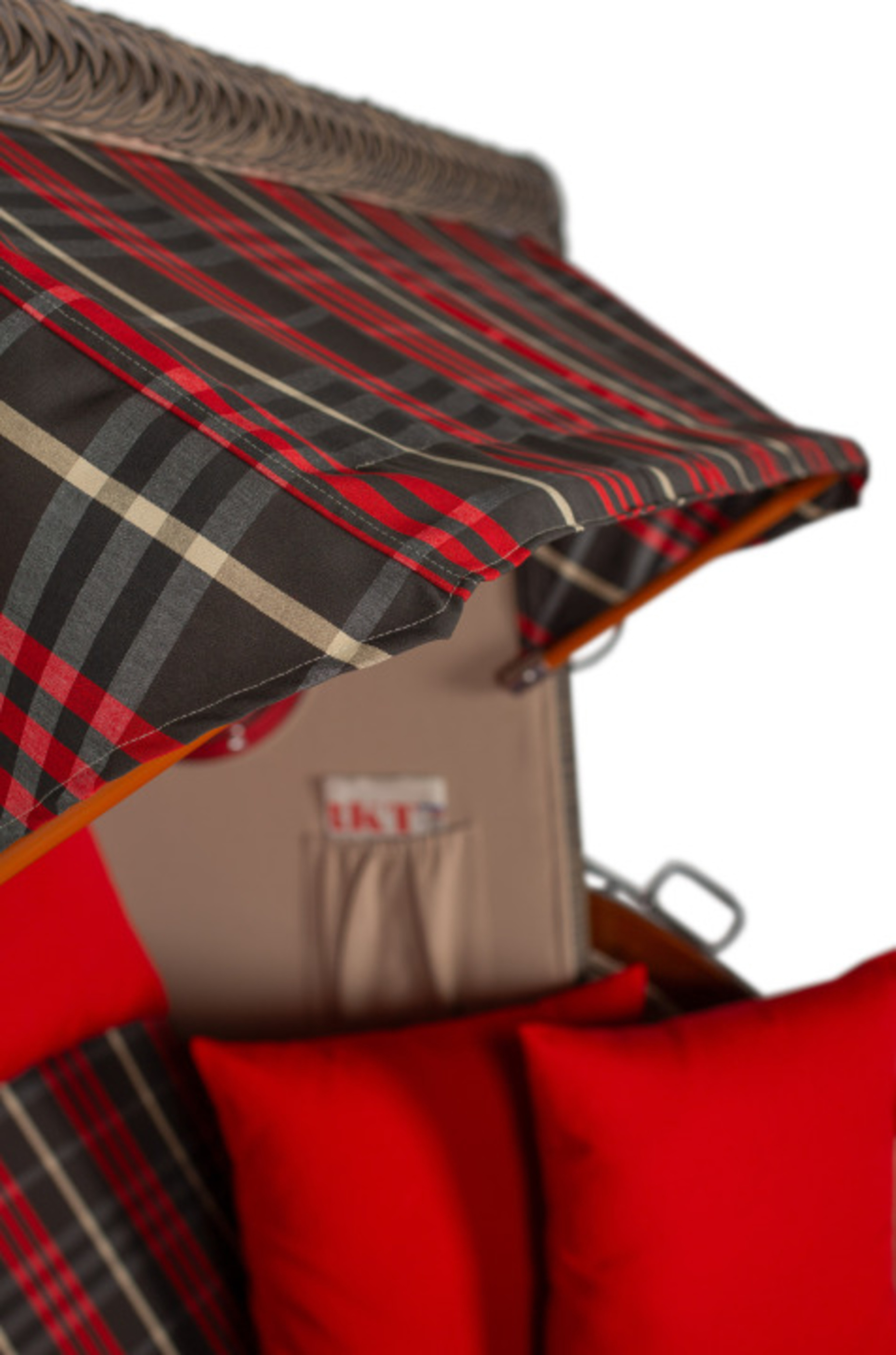 Strandkorb Rantum Bullauge Mahagoni PE Grey Dessin 529 Grau